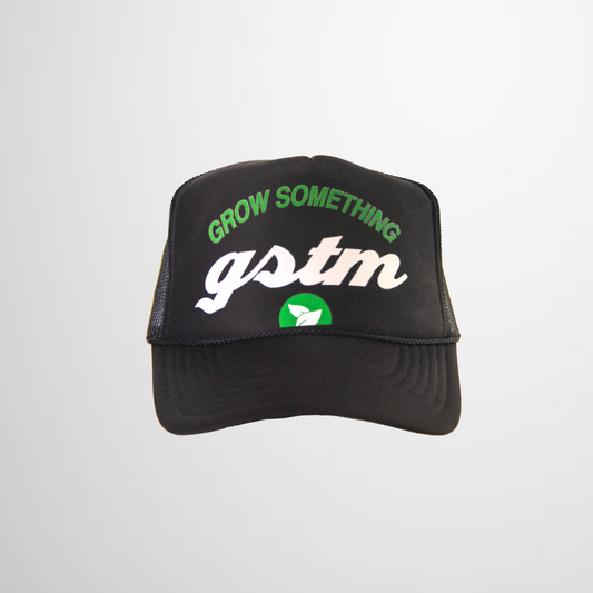 Black GSTM script Trucker Hat