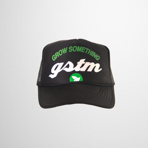 *PREORDER* Black GSTM script Trucker Hat